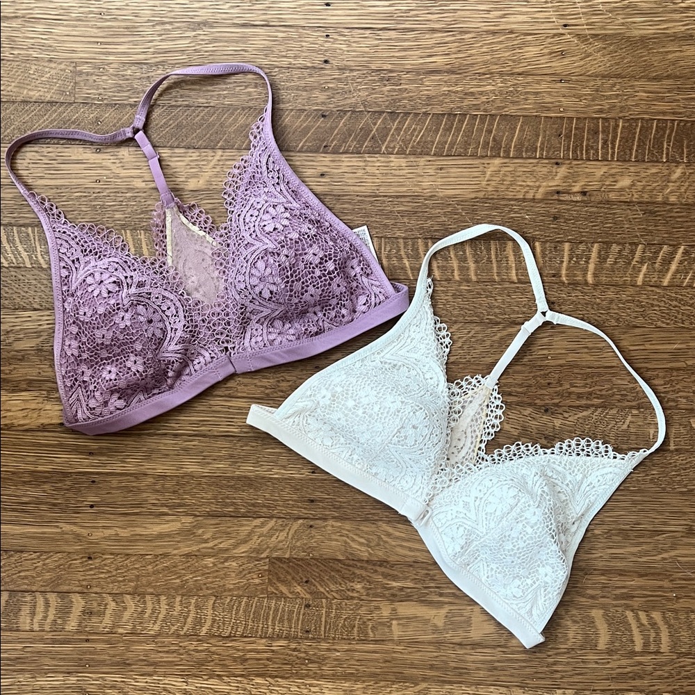 Victoria's Secret Lace Bralette Duo in Lavender and White